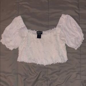 Smocked off the shoulder crop top